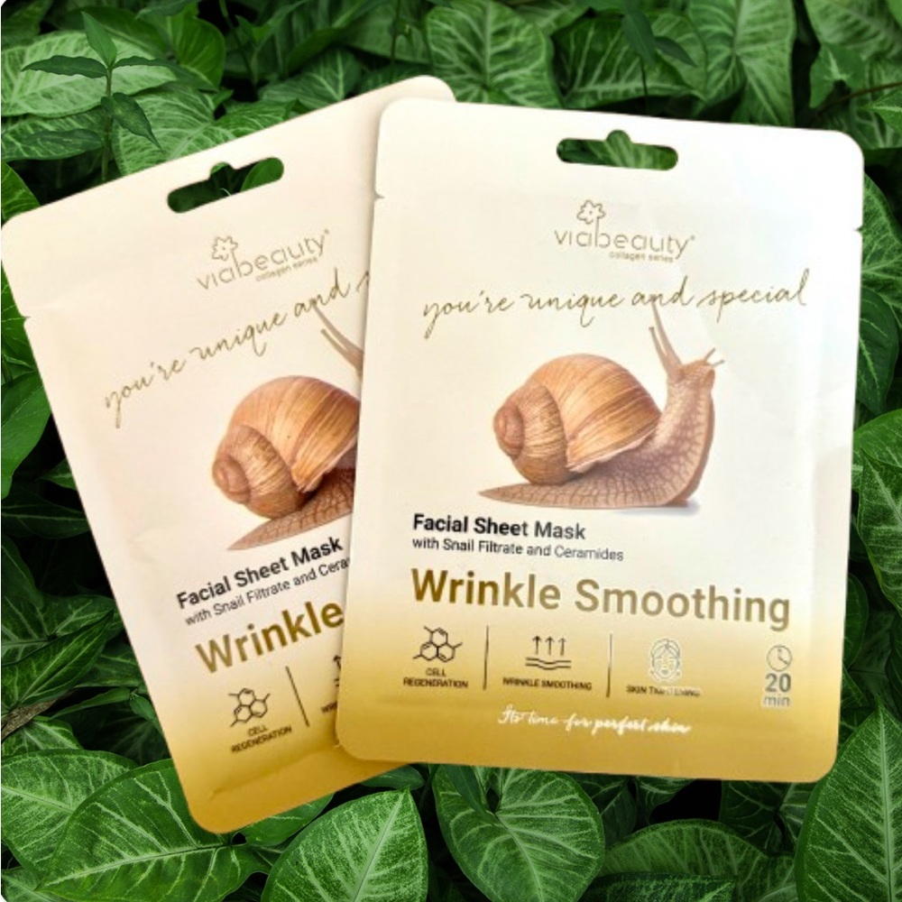 VIABEAUTY MASK 2PK SMOOTH WRINKLE SHEETS SNAIL FILTRATE 🐌✨+ CERAMIDES SKIN CARE